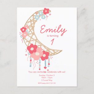 Invitación de cumpleaños de niñas Boho Diosa de la