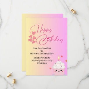 invitación de cumpleaños de niñas de 1er cumpleaño