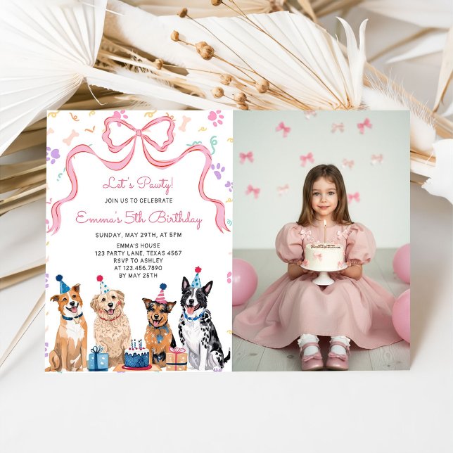 Invitación de cumpleaños de niñas de perro cachorr (Subido por el creador)