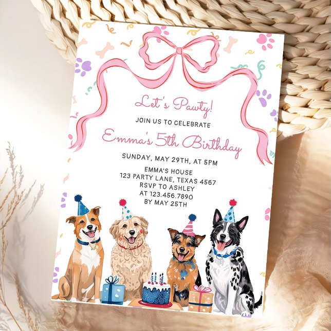 Invitación de cumpleaños de niñas de perro cachorr (Subido por el creador)