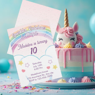 Invitación de cumpleaños de niñas de Unicornio de