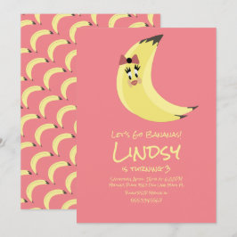 Invitación de cumpleaños de niñas rosadas plátano