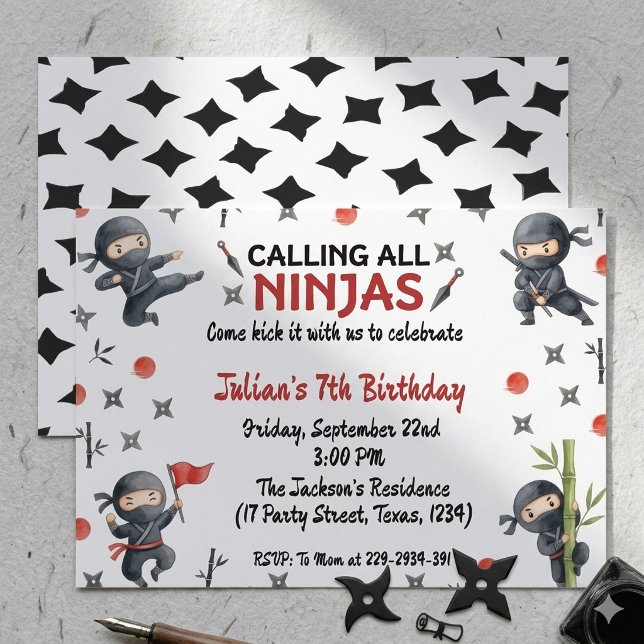 Invitación de cumpleaños de Ninja Chico de Karate  (Subido por el creador)