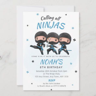 Invitación de cumpleaños de Ninja - Fiesta de Kara