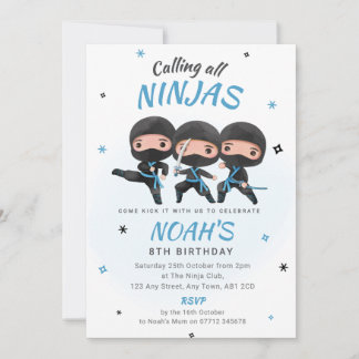 Invitación de cumpleaños de Ninja - Fiesta de Kara