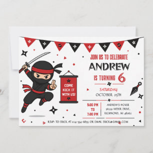 Invitación de cumpleaños de ninja personalizada