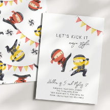 Invitación de cumpleaños de Ninja Rojo y Amarillo