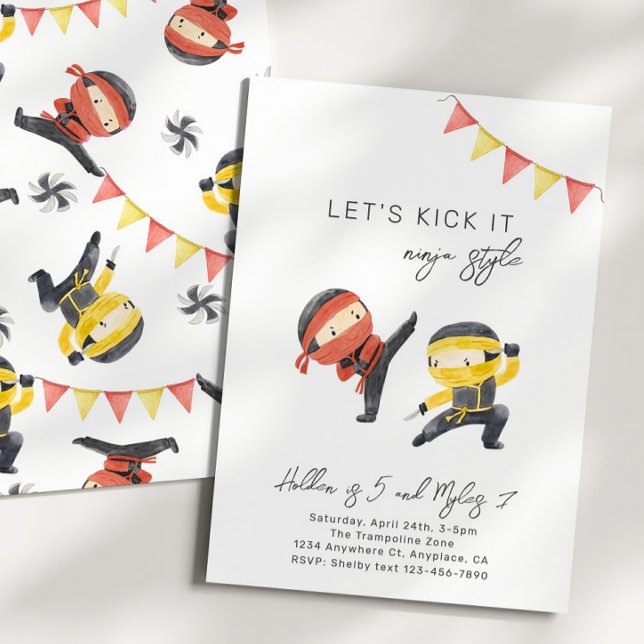 Invitación de cumpleaños de Ninja Rojo y Amarillo (Subido por el creador)