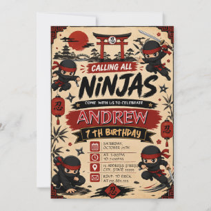 Invitación de cumpleaños de Ninjas Samuráis Person