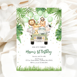 Invitación de cumpleaños de niño Animales de fiest