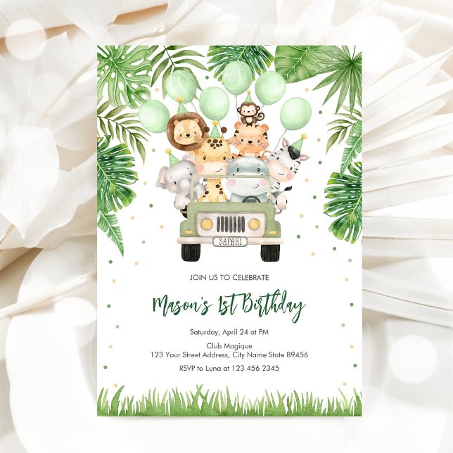 Invitación de cumpleaños de niño Animales de fiest (Subido por el creador)