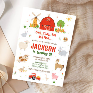 Invitación de cumpleaños de niño Animales de granj