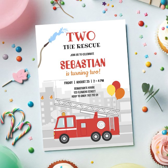 Invitación de cumpleaños de niño bombero camión de (Subido por el creador)
