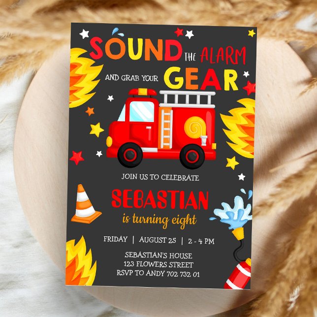 Invitación de cumpleaños de niño bombero camión de (Subido por el creador)