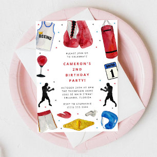 Invitación de cumpleaños de niño boxeador
