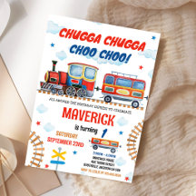Invitación de cumpleaños de niño Chugga Cho Train 
