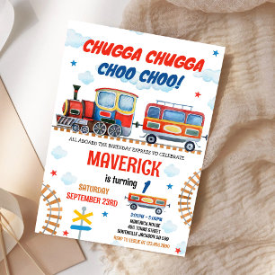 Invitación de cumpleaños de niño Chugga Cho Train 