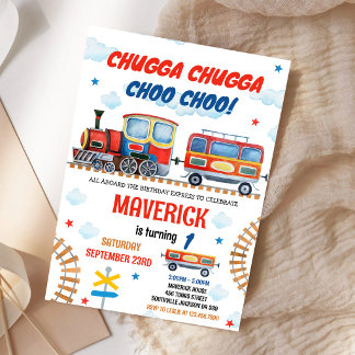 Invitación de cumpleaños de niño Chugga Cho Train 