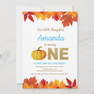Invitación de cumpleaños de niño con calabaza de o
