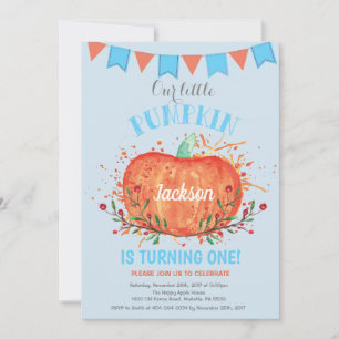 Invitación de cumpleaños de niño con calabaza nara