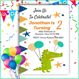 Invitación de cumpleaños de niño con dinosaurio