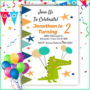Invitación de cumpleaños de niño con dinosaurio