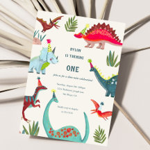 Invitación de cumpleaños de niño con dinosaurio co