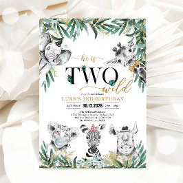Invitación de cumpleaños de niño con DOS Animales