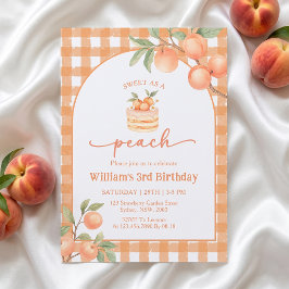 Invitación de cumpleaños de niño con gingham meloc