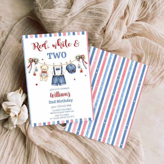 Invitación de cumpleaños de niño con ropa roja, bl (Subido por el creador)
