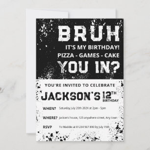 Invitación de cumpleaños de niño con salpicaduras