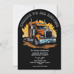 Invitación de cumpleaños de niño con tema de camió