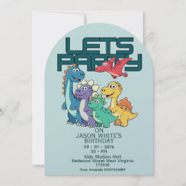 Invitación de cumpleaños de niño con tema de dinos