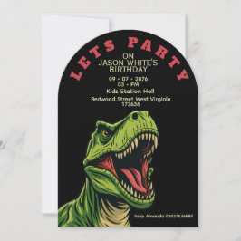 Invitación de cumpleaños de niño con tema de T-Rex