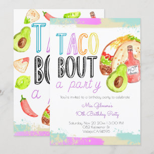 Invitación de cumpleaños de niño con temática taco