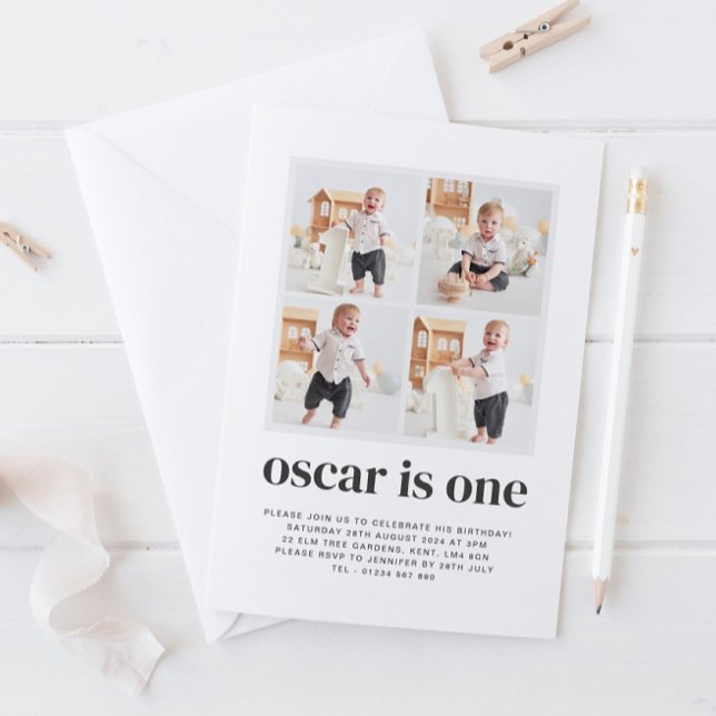 Invitación de cumpleaños de niño de 1er año con co (Subido por el creador)