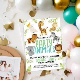 Invitación de cumpleaños de niño de animal fiesta 