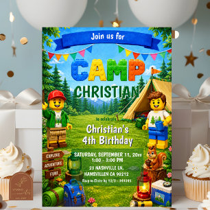 Invitación de cumpleaños de niño de campamento de 