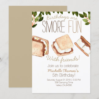 Invitación de cumpleaños de niño de campamento de 