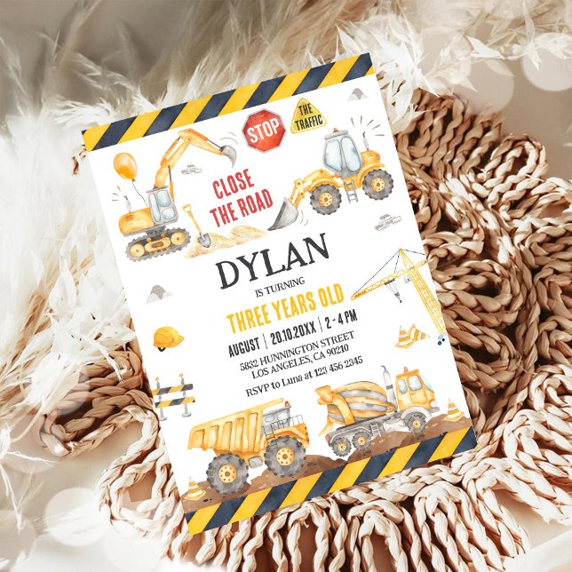 Invitación de cumpleaños de Niño de Construcción (Subido por el creador)
