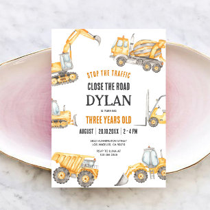 Invitación de cumpleaños de niño de construcción