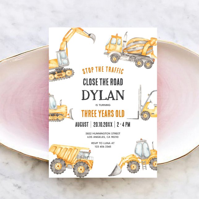Invitación de cumpleaños de niño de construcción (Subido por el creador)