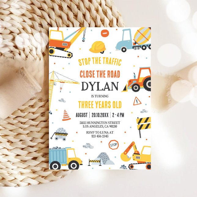 Invitación de cumpleaños de niño de construcción (Subido por el creador)