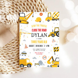 Invitación de cumpleaños de niño de construcción