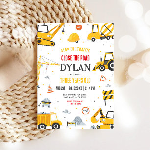 Invitación de cumpleaños de niño de construcción
