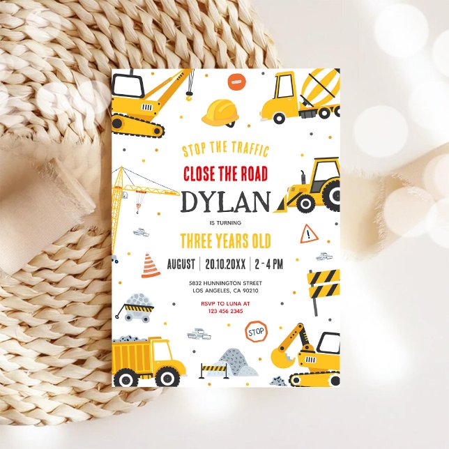 Invitación de cumpleaños de niño de construcción (Subido por el creador)