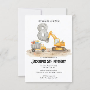 Invitación de cumpleaños de niño de construcción d