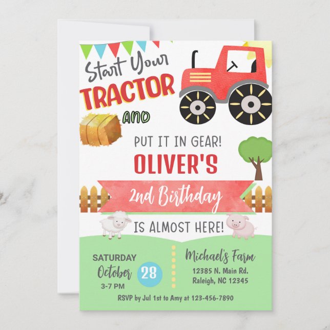 Invitación de cumpleaños de niño de cualquier edad (Anverso)