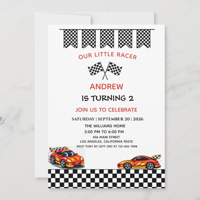 Invitación de cumpleaños de niño de cualquier edad (Anverso)
