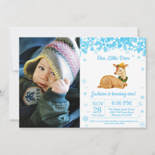 Invitación de cumpleaños de niño de invierno con c